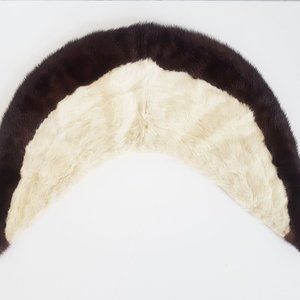 60s Vintage Two Tone Mink Fur Collar, Cream White Brown Mink Fur Scarf